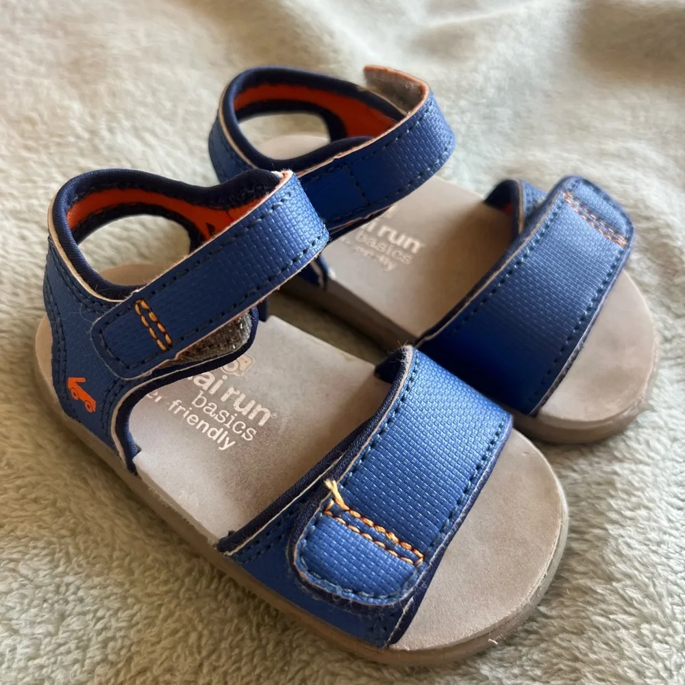 Kids Blue Hook-and-Loop Sandals - Casual Summer Shoe